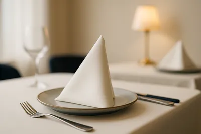 Airlaid napkin folded on a restaurant table