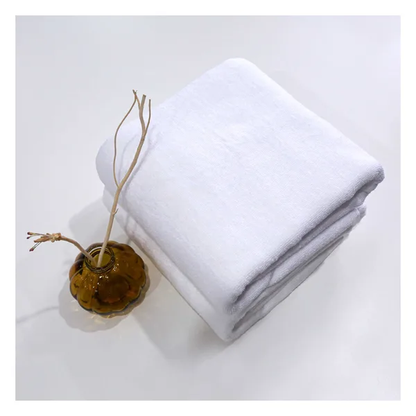 Bath towel 70×140, cotton 500 gsm, dobby border, white, view 2