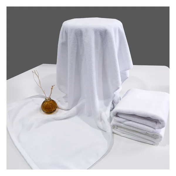 Bath towel 70×140, cotton 500 gsm, dobby border, white, view 3