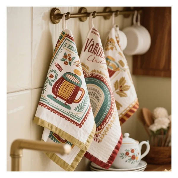 Cotton-linen tea towel gift sets, seasonal designs, view 3