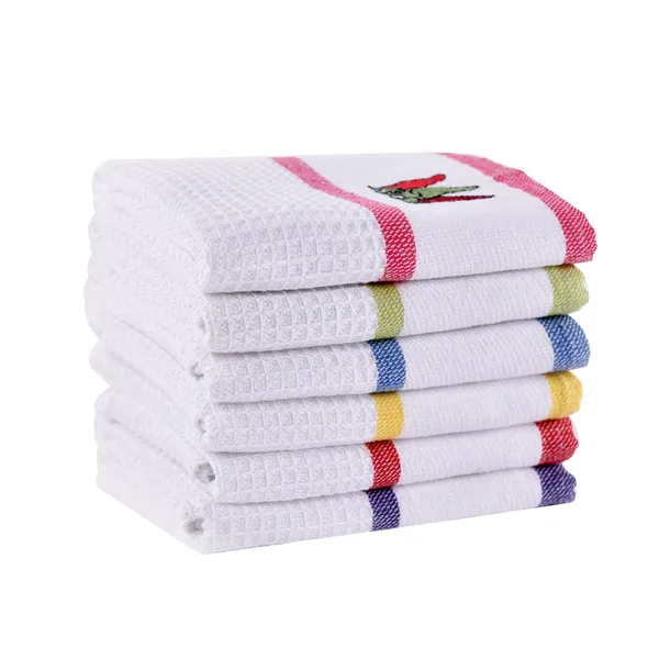 Embroidered cotton waffle kitchen towel 41×66