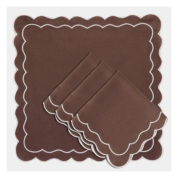 Embroidered linen napkin, scalloped edge, 40×40 to 55×55, view 2