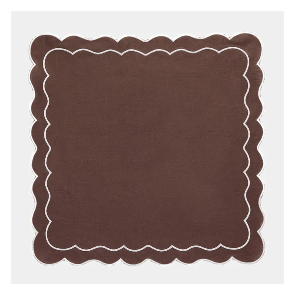 Embroidered linen napkin, scalloped edge, 40×40 to 55×55, view 4
