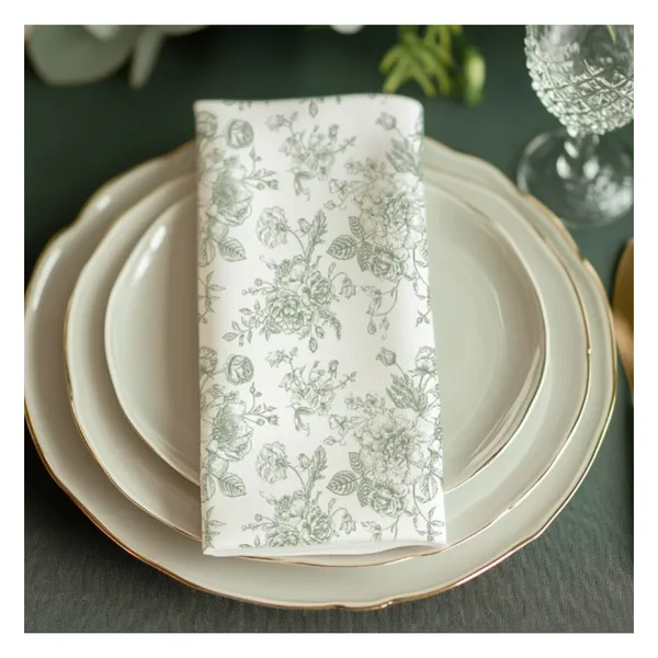 Floral print napkins, 45×45 to 50×50, washable, view 2