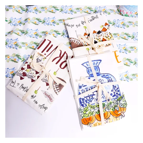 Flour sack tea towel, digital print, from 2 pieces