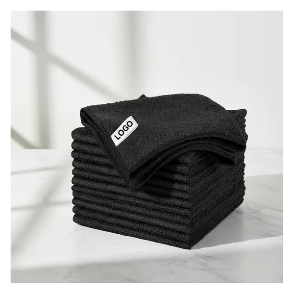 Microfiber kitchen scrub cloth, black or gray