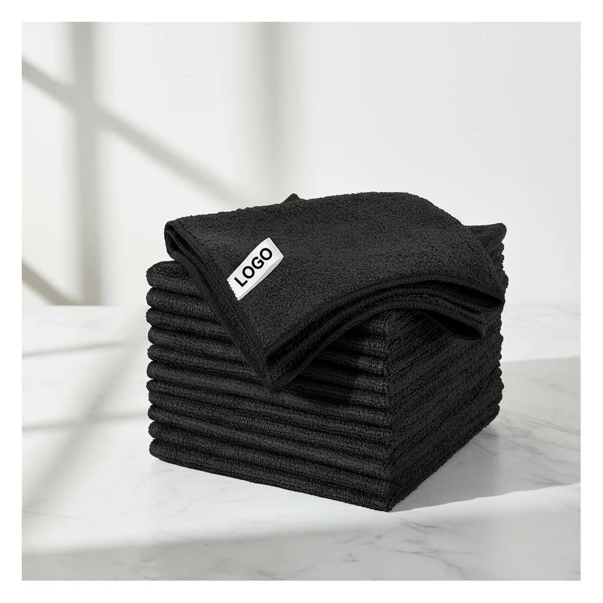 Microfiber kitchen scrub cloth, black or gray