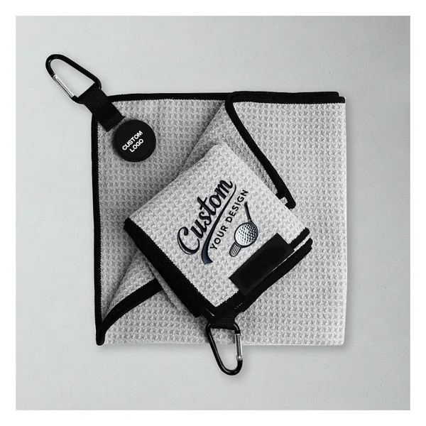 Magnetic waffle golf towel 35×35, keychain hook