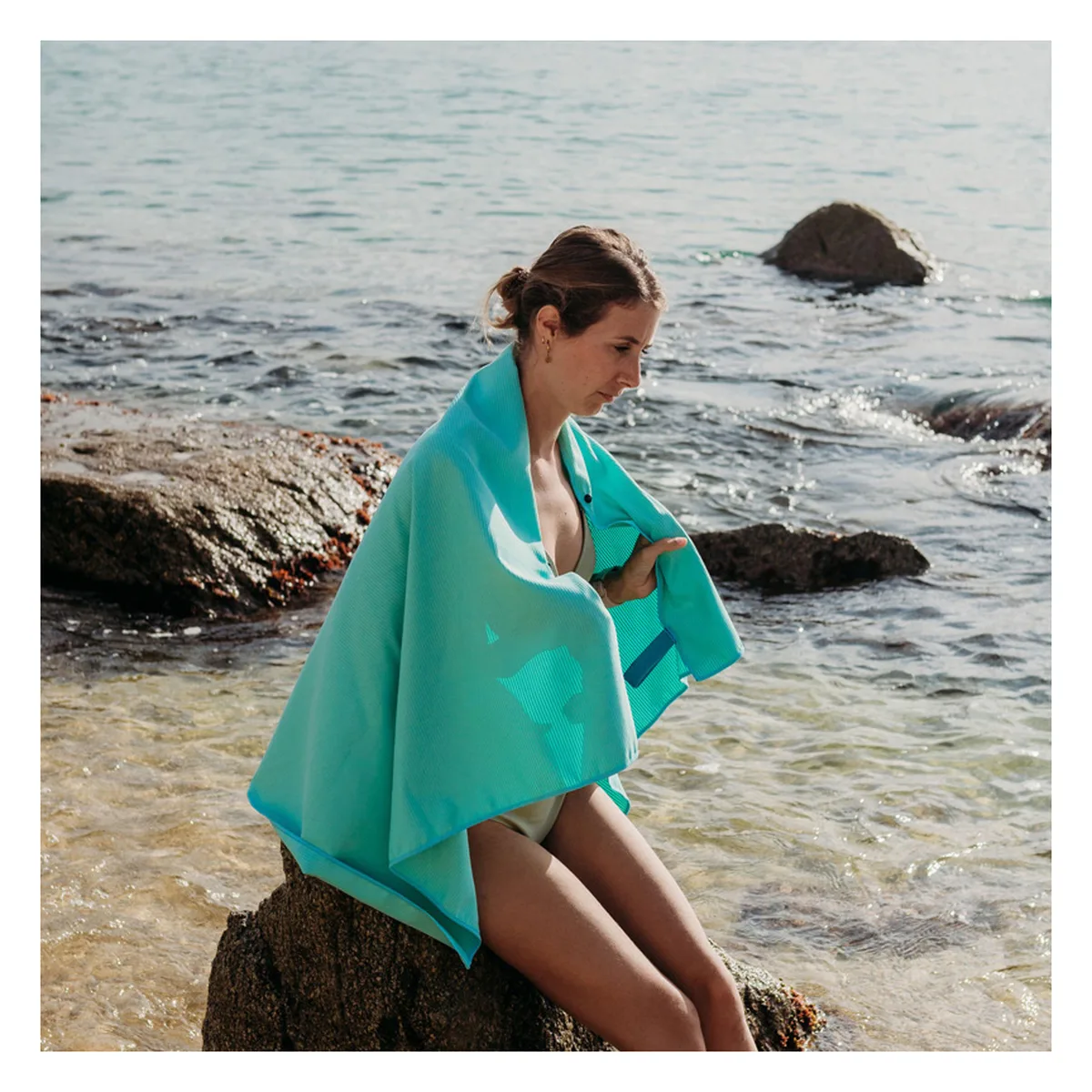 Microfiber beach towel set with mesh bag, 3 sizes