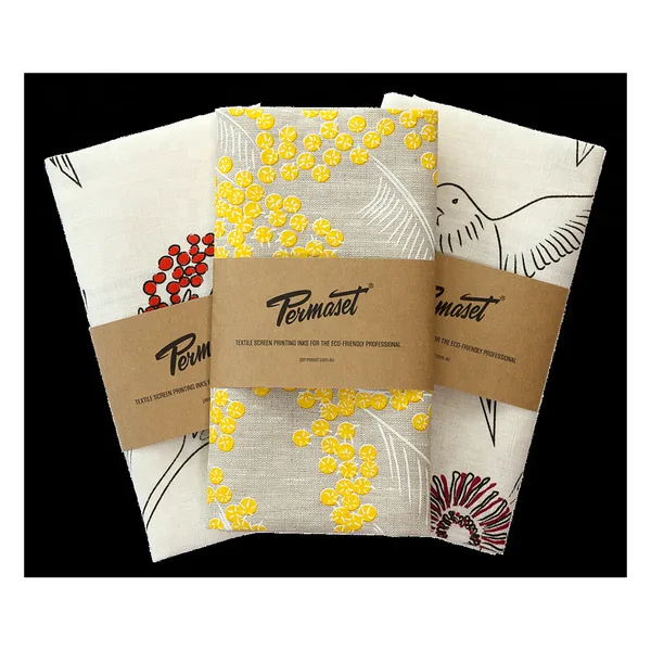 Printed cotton-linen tea towel 50×70, belly band packed