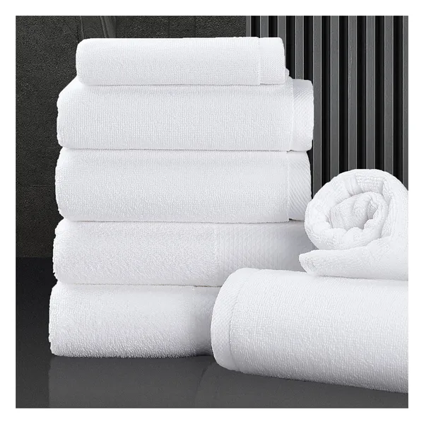 Satin border towels, 35×35 to 70×140, 350-650 gsm, white