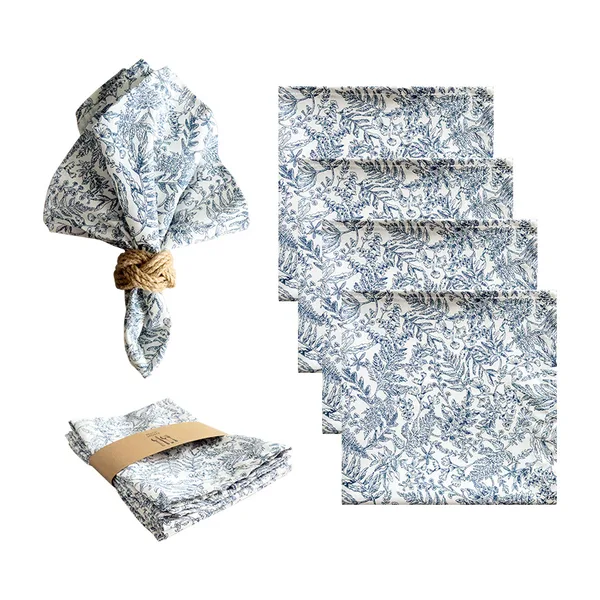 Cotton napkins, Toile de Jouy print, 45×45, view 3