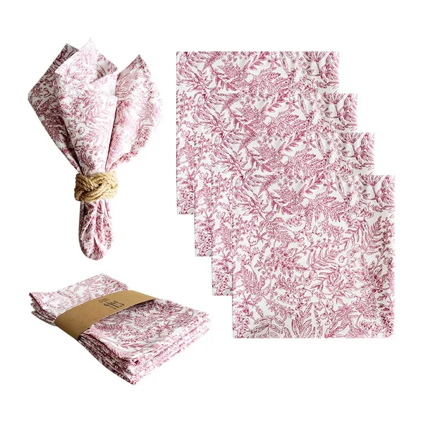 Cotton napkins, Toile de Jouy print, 45×45, view 4