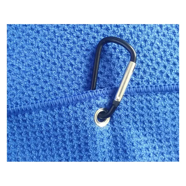 Tri-fold waffle golf towel with clip, view 3