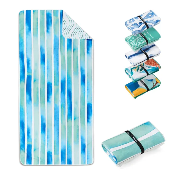 Waffle suede beach towel 80×160, woven stripes, view 3