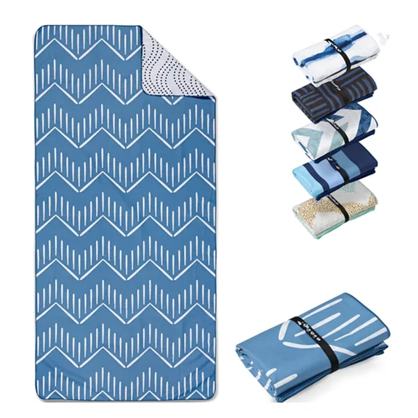 Waffle suede beach towel 80×160, woven stripes, view 4