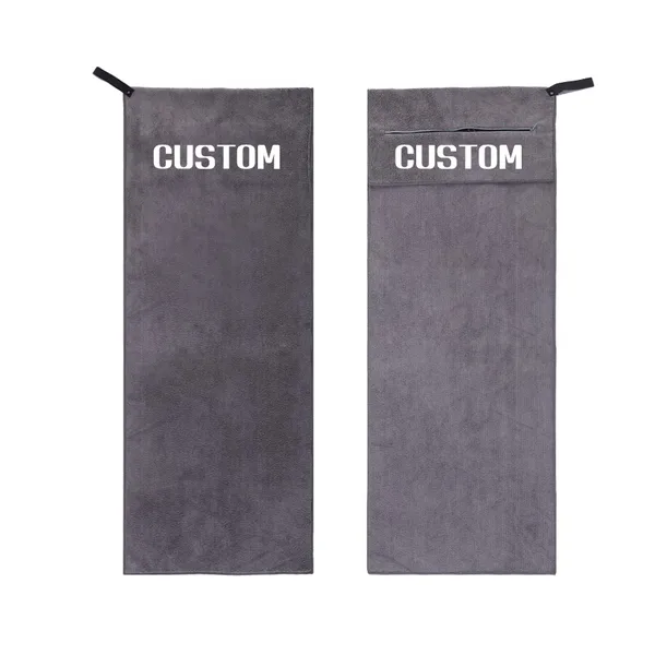 Zip pocket gym towel with magnet, 30×30, view 2